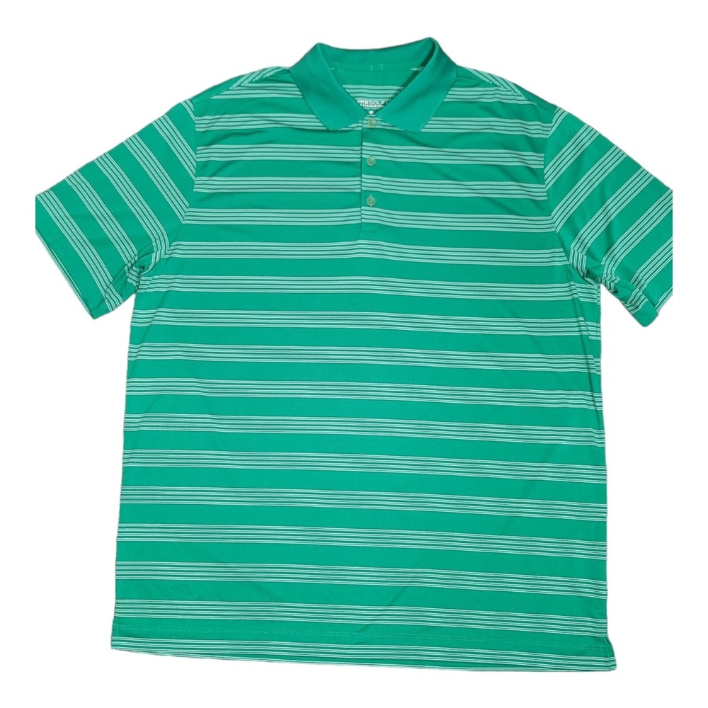 Nike Golf Tour Performance Men's XL Dri-Fit Polo Shirt Green White‎ Striped